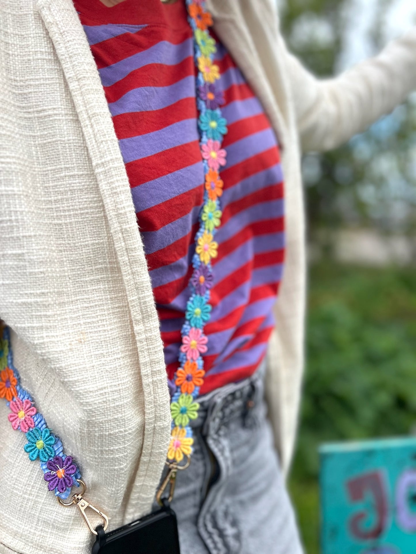 Lang telefoon koord Daisy Flower Power Blue