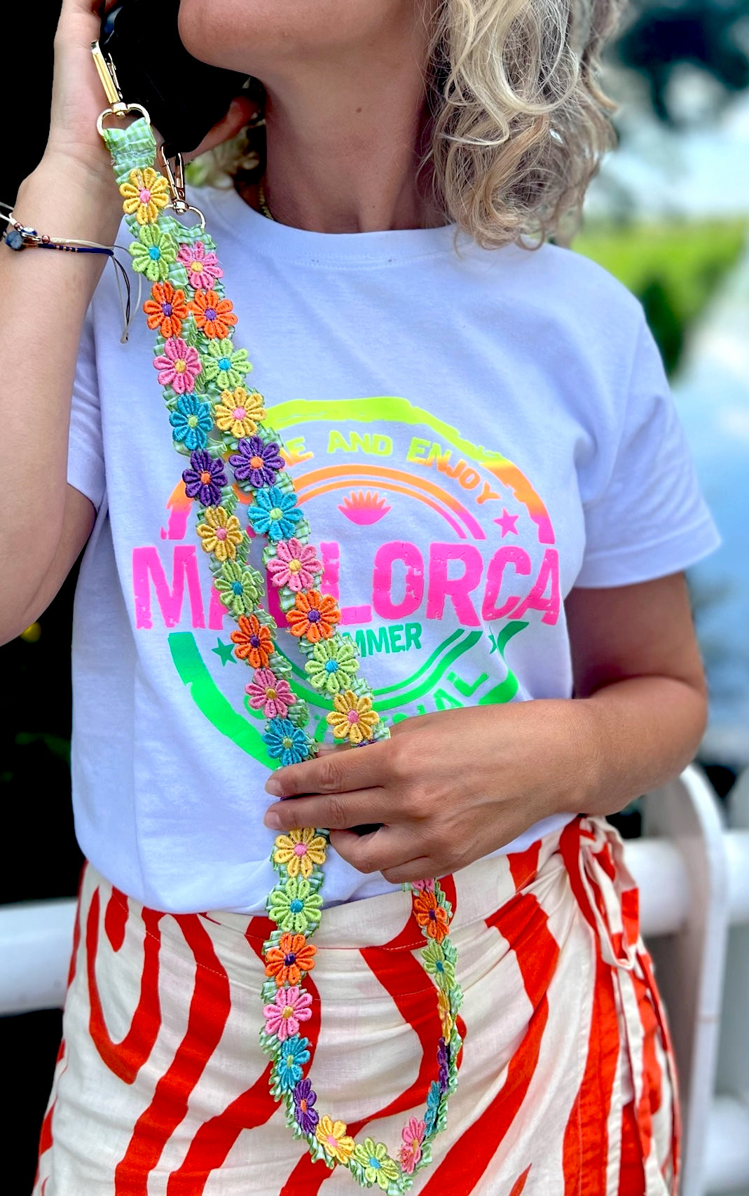 Lang telefoon koord Daisy Flower Power Green