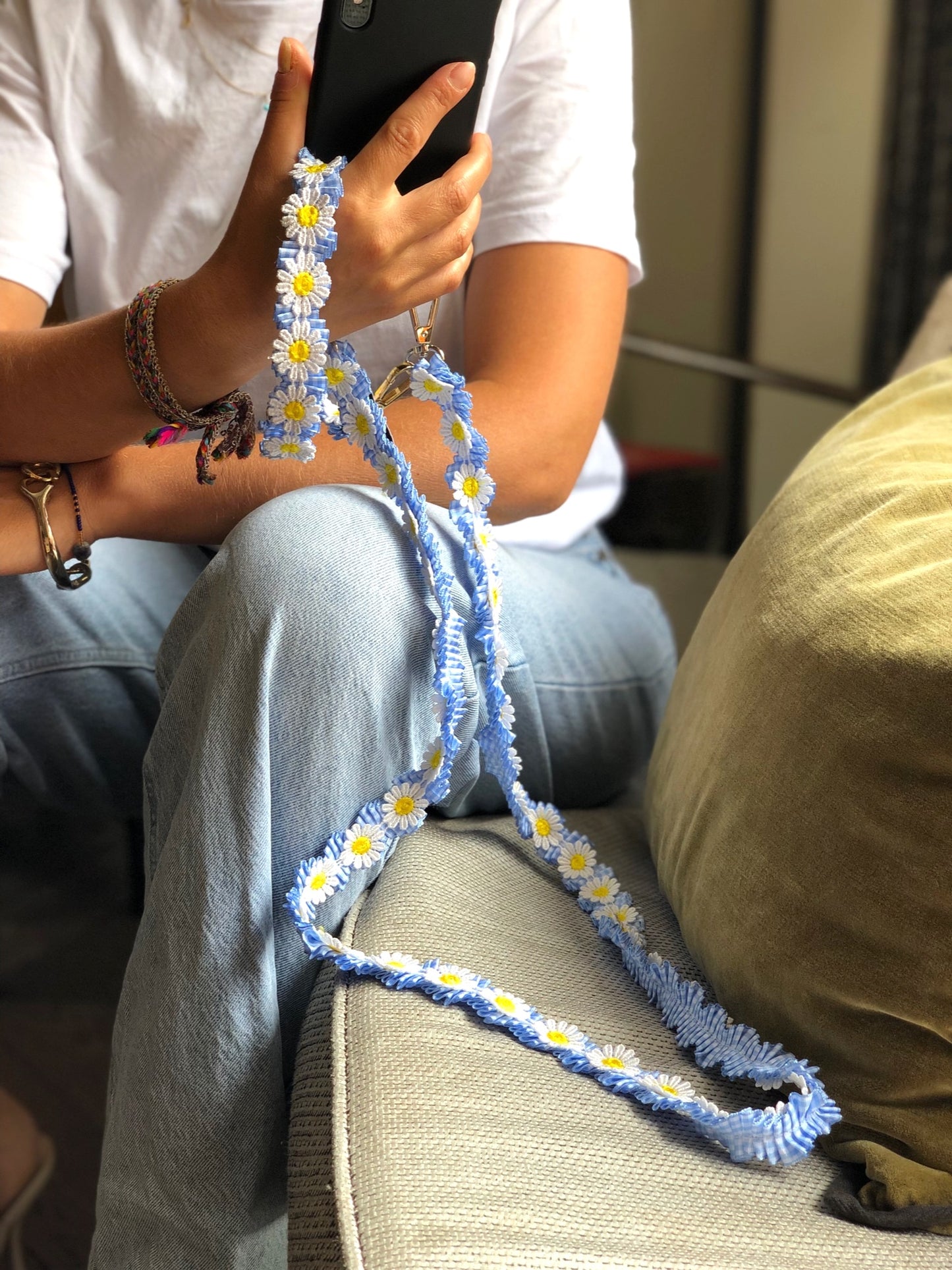 Lang telefoon koord Daisy Blue